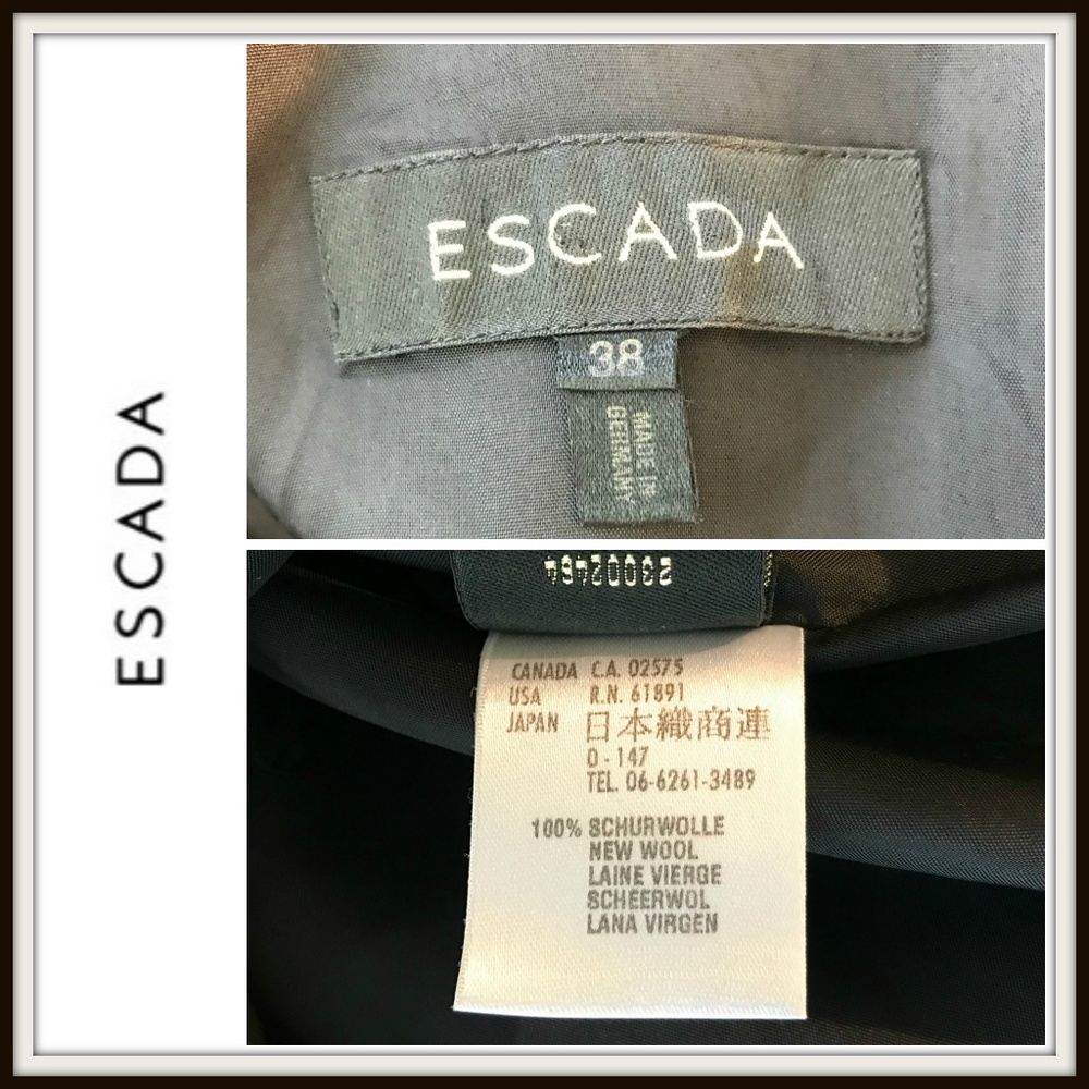 Escada Black Grommet V-Neck Wool Sleeveless Dress - Picture 5 of 5